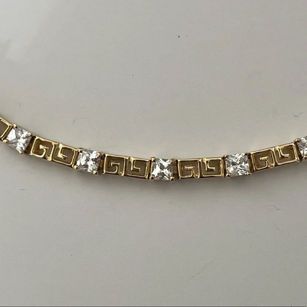 VTG Ross Simons sterling silver 925 CZ Greek key gold vermeil tennis bracelet - Picture 8 of 15